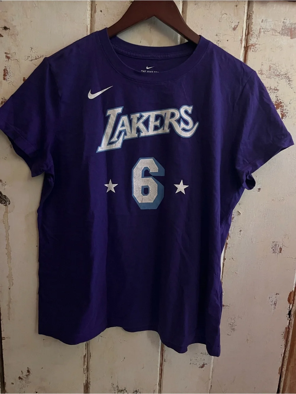 Nike Purple Lakers Short Sleeve Tee with James  #6 Graphic